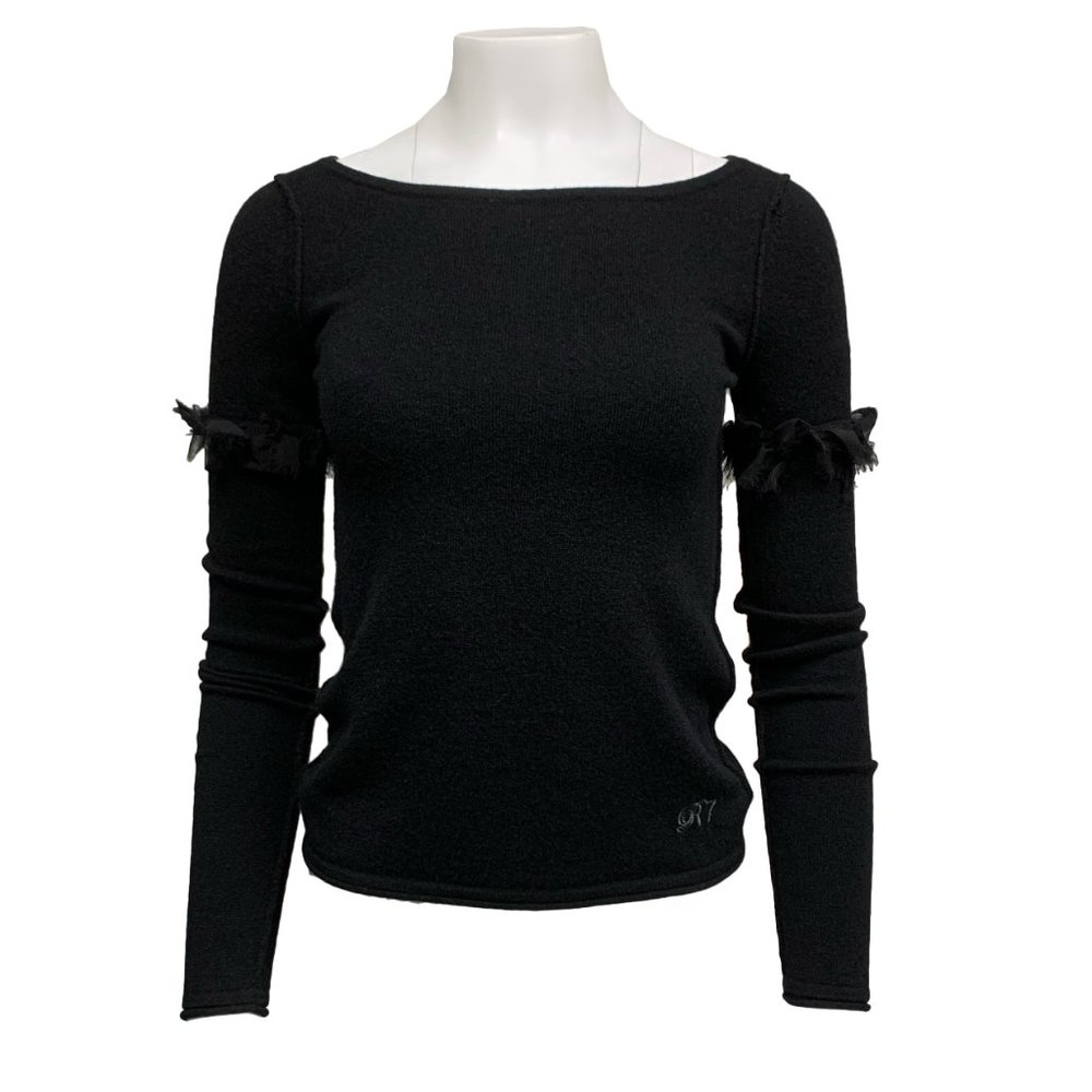 || Raw7 || Cashmere Sweater Embroidered Logo - Black